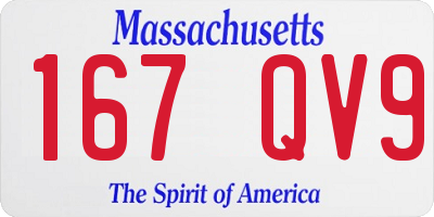 MA license plate 167QV9