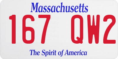 MA license plate 167QW2