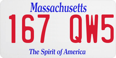 MA license plate 167QW5