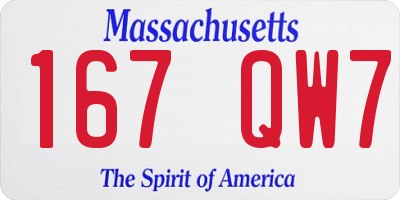 MA license plate 167QW7