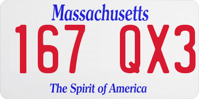 MA license plate 167QX3