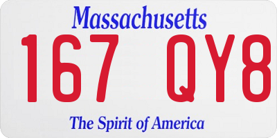 MA license plate 167QY8