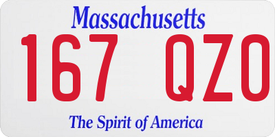 MA license plate 167QZ0