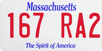 MA license plate 167RA2