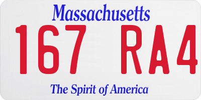 MA license plate 167RA4