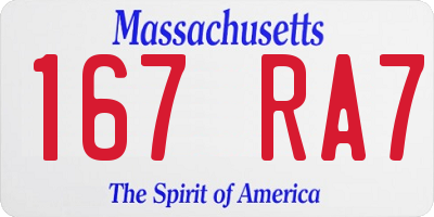 MA license plate 167RA7