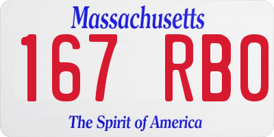 MA license plate 167RB0