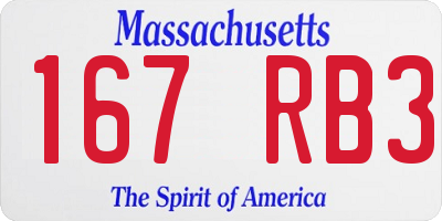 MA license plate 167RB3