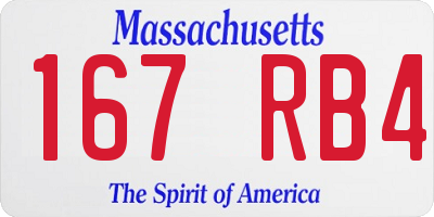 MA license plate 167RB4