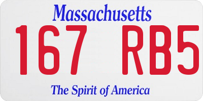MA license plate 167RB5