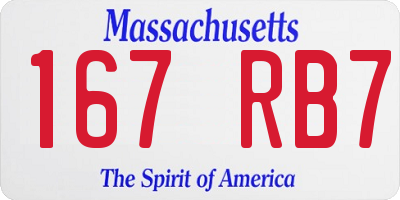 MA license plate 167RB7