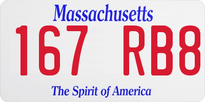 MA license plate 167RB8