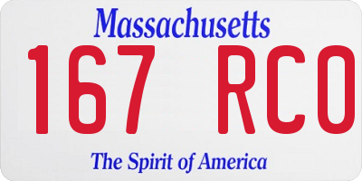 MA license plate 167RC0