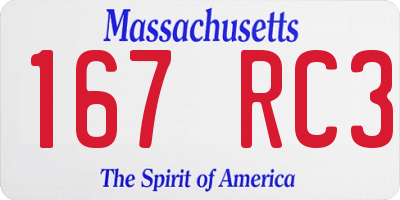 MA license plate 167RC3