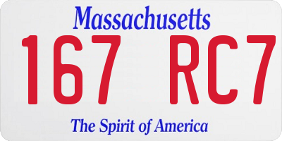 MA license plate 167RC7