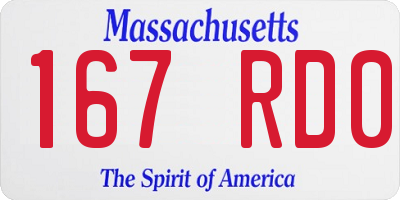 MA license plate 167RD0