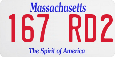MA license plate 167RD2
