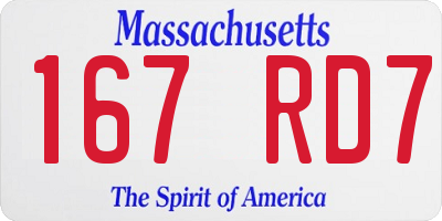 MA license plate 167RD7