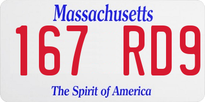 MA license plate 167RD9