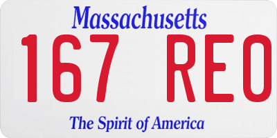 MA license plate 167RE0