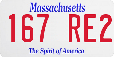 MA license plate 167RE2