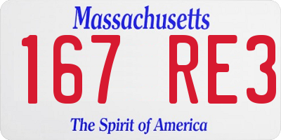 MA license plate 167RE3