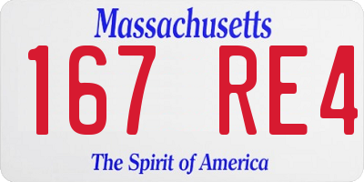 MA license plate 167RE4