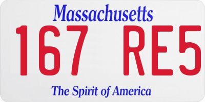 MA license plate 167RE5