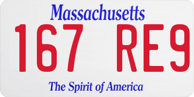 MA license plate 167RE9