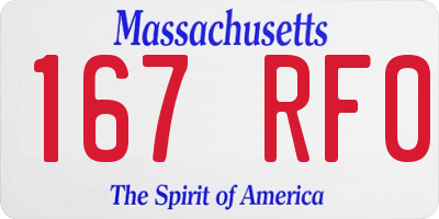 MA license plate 167RF0
