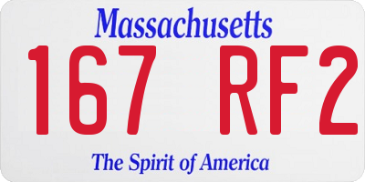 MA license plate 167RF2