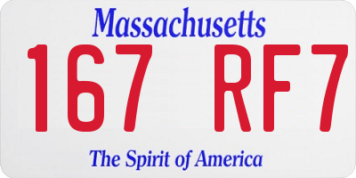 MA license plate 167RF7