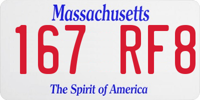 MA license plate 167RF8
