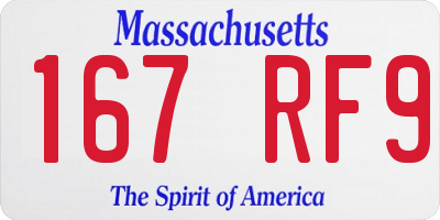 MA license plate 167RF9