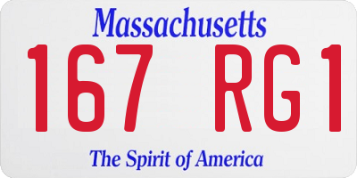 MA license plate 167RG1