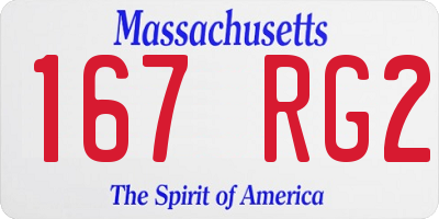 MA license plate 167RG2