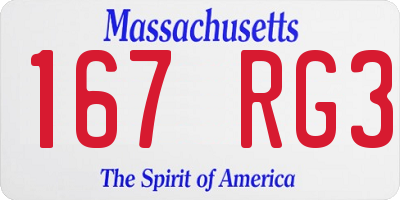 MA license plate 167RG3