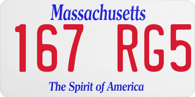 MA license plate 167RG5