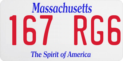 MA license plate 167RG6