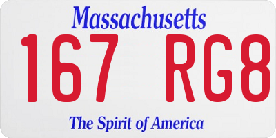 MA license plate 167RG8