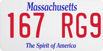 MA license plate 167RG9