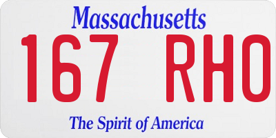 MA license plate 167RH0