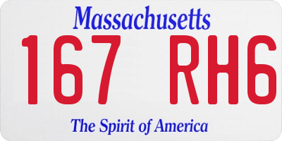 MA license plate 167RH6