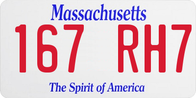 MA license plate 167RH7