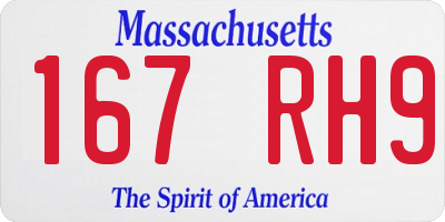 MA license plate 167RH9