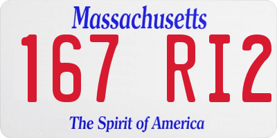 MA license plate 167RI2