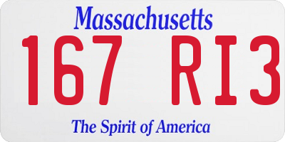 MA license plate 167RI3