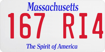 MA license plate 167RI4