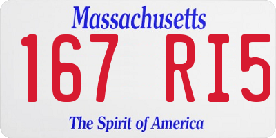 MA license plate 167RI5