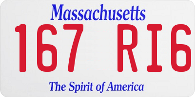 MA license plate 167RI6